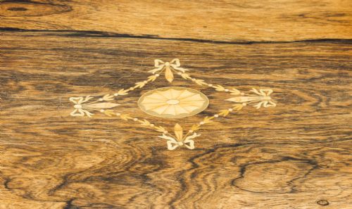 ANTIQUE EDWARDIAN INLAID WORKBOX SIDE OCCASIONAL TABLE C1890 19TH CENTURY - ADDITIONAL PHOTO 4