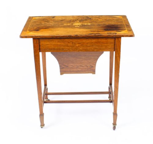 ANTIQUE EDWARDIAN INLAID WORKBOX SIDE OCCASIONAL TABLE C1890 19TH CENTURY - ADDITIONAL PHOTO 9