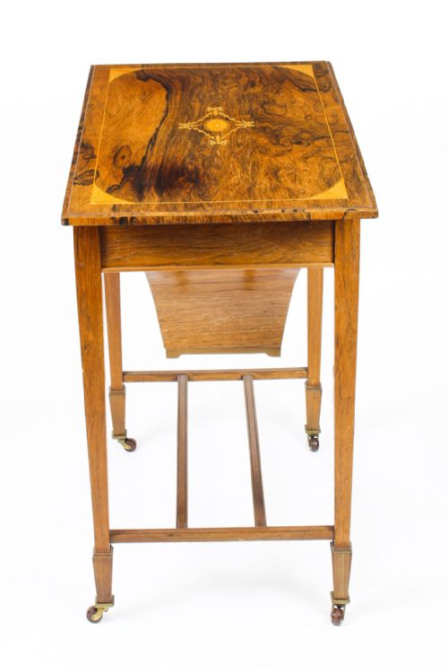 ANTIQUE EDWARDIAN INLAID WORKBOX SIDE OCCASIONAL TABLE C1890 19TH CENTURY - ADDITIONAL PHOTO 10
