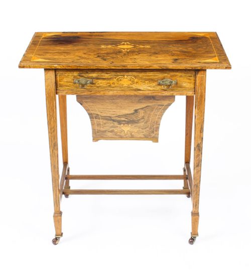 ANTIQUE EDWARDIAN INLAID WORKBOX SIDE OCCASIONAL TABLE C1890 19TH CENTURY - ADDITIONAL PHOTO 13