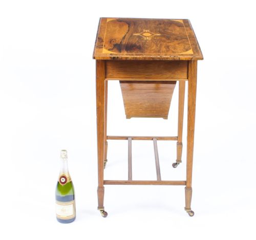 ANTIQUE EDWARDIAN INLAID WORKBOX SIDE OCCASIONAL TABLE C1890 19TH CENTURY - ADDITIONAL PHOTO 14