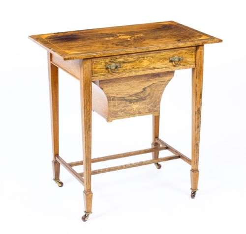 ANTIQUE EDWARDIAN INLAID WORKBOX SIDE OCCASIONAL TABLE C1890 19TH CENTURY - ADDITIONAL PHOTO 15