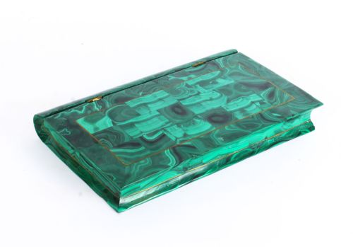 Antique Russian Malachite Book Form Box with Mineral Specimens Circa 1900
