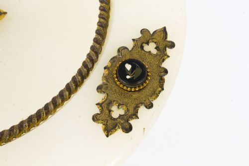 ANTIQUE ITALIAN PIETRA DURA MOUNTED BRASS AND ALABASTER COMPORT DISH 19TH C - ADDITIONAL PHOTO 9