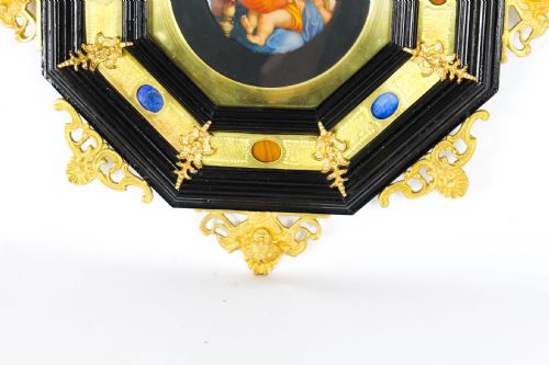 fig 3. Antique Italian Framed Hand Painted Miniature Madonna & Child 19th C