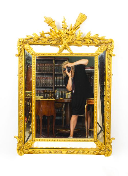fig 1. Antique Giltwood Louis Revival Overmantel Cushion Mirror 19th C 133x 92cm
