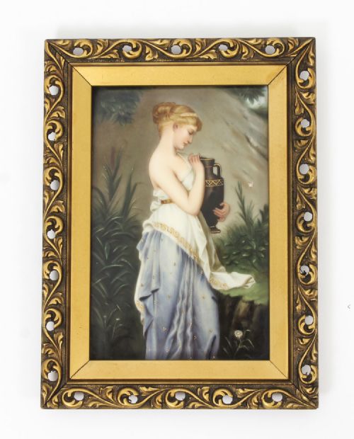 Antique Berlin Kpm Plaque "Psyche with an Urn" Robert Julius Beyschlag 19th Cent
