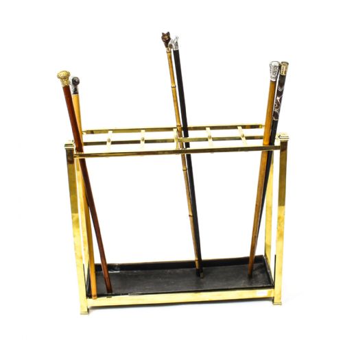 ANTIQUE BRASS UMBRELLA WALKING STICK STAND WITH TWELVE DIVISIONS LATE 19TH C - ADDITIONAL PHOTO 1
