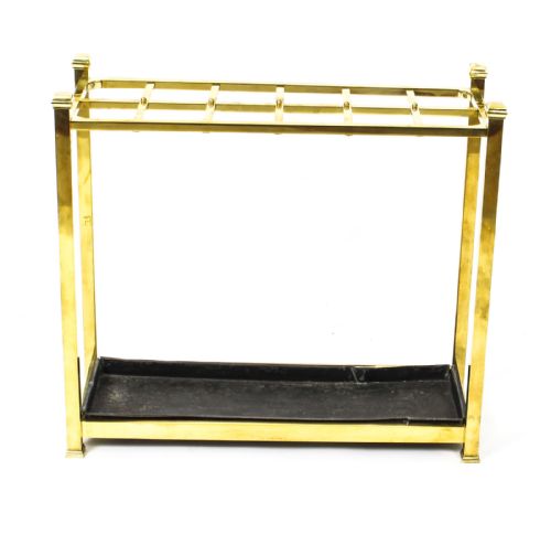 ANTIQUE BRASS UMBRELLA WALKING STICK STAND WITH TWELVE DIVISIONS LATE 19TH C - ADDITIONAL PHOTO 2
