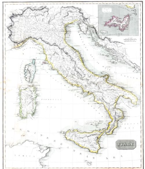 ANTIQUE MAP OF ITALY DRAWN ENGRAVED BY R SCOTT FOR THOMSONS EDINBURGH 1814 - ADDITIONAL PHOTO 1