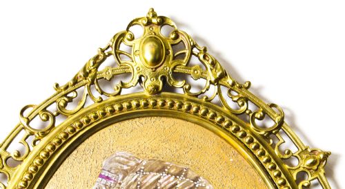 ANTIQUE BERLIN OVAL PORCELAIN PLAQUE YOUNG WOMAN ORMOLU FRAME 19TH C - ADDITIONAL PHOTO 2
