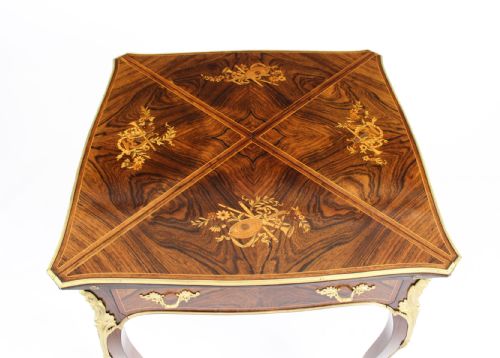 fig 3. Antique Victorian Ormolu Mounted Marquetry Envelope Card Table c.1880 19th C