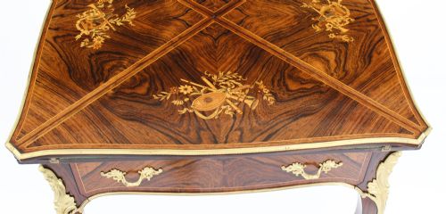 fig 6. Antique Victorian Ormolu Mounted Marquetry Envelope Card Table c.1880 19th C