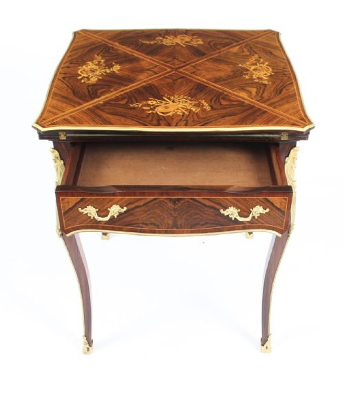 fig 9. Antique Victorian Ormolu Mounted Marquetry Envelope Card Table c.1880 19th C