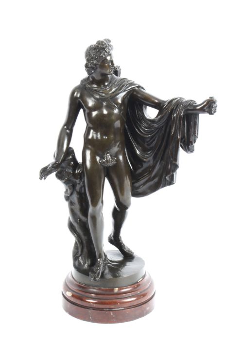 Antique Victorian Bronze Sculpture of Greek God Apollo 19th Century
