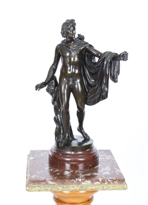fig 2. Antique Victorian Bronze Sculpture of Greek God Apollo 19th Century
