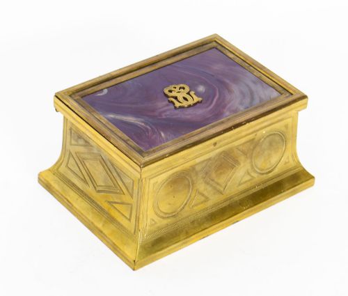 Antique Victorian Ormolu and Glass Jewellery Casket C1870 19th Cent
