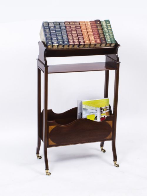 ANTIQUE EDWARDIAN INLAID MAHOGANY BOOKSTAND CIRCA 1900 - ADDITIONAL PHOTO 1