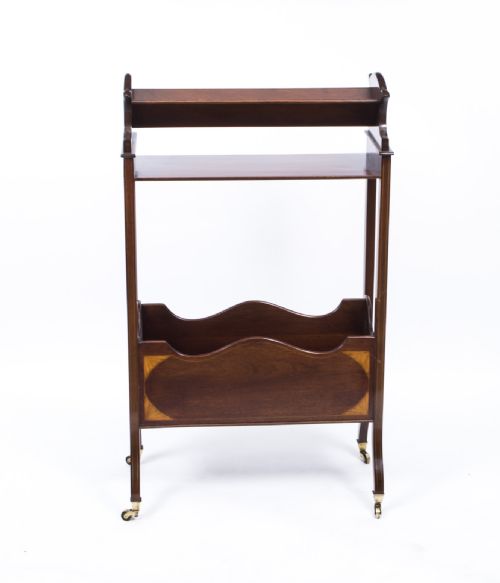 ANTIQUE EDWARDIAN INLAID MAHOGANY BOOKSTAND CIRCA 1900 - ADDITIONAL PHOTO 2