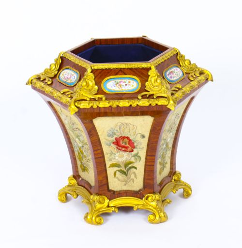 Antique French Burr Walnut and Kingwood Jardiniere Royal Provenance 19th C

