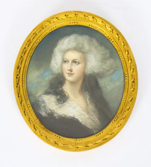 fig 5. Antique Pair French Pastel & Gouache Portraits Mid 19th Century
