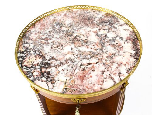 fig 1. Antique French Louis Revival Marble & Ormolu Occasional Table 19th C