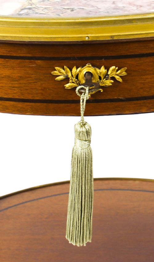 fig 3. Antique French Louis Revival Marble & Ormolu Occasional Table 19th C