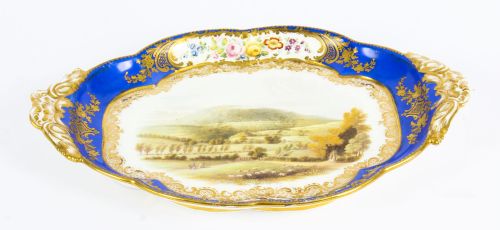 fig 1. Antique Royal Worcester Porcelain Landscape Dish 19th Century
