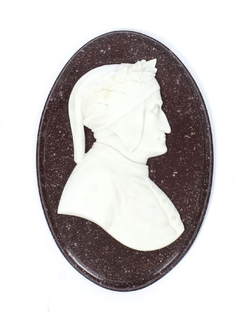 fig 1. Antique Italian Marble Profile Plaques of Virgil & Dante 19th Century
