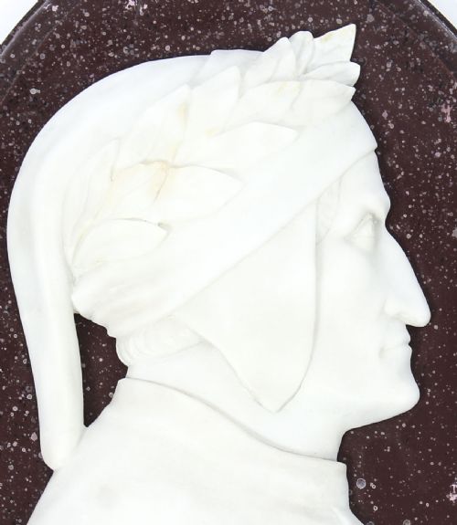 fig 3. Antique Italian Marble Profile Plaques of Virgil & Dante 19th Century
