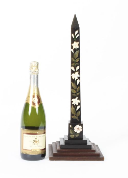 fig 2. Antique Victorian Ashford Pietra Dura Marble Obelisk 19th Century
