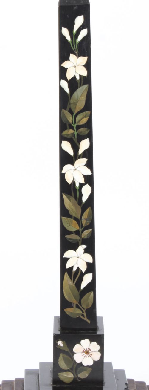 fig 3. Antique Victorian Ashford Pietra Dura Marble Obelisk 19th Century