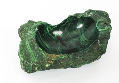 Antique Solid Malachite Trinket Dish 20th Century