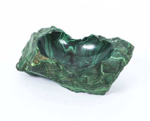 fig 2. Antique Solid Malachite Trinket Dish 20th Century