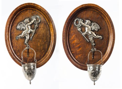 Antique Pair French Holy Water Stoops 19th Century
