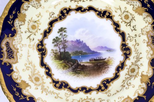 fig 1. Antique Coalport Porcelain Plate Lake Menteith 1891 Kilchurn Castle