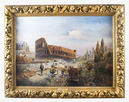 Antique Oil Painting François Gérard 1770 - 1837 of the Colosseum Circa 1820
