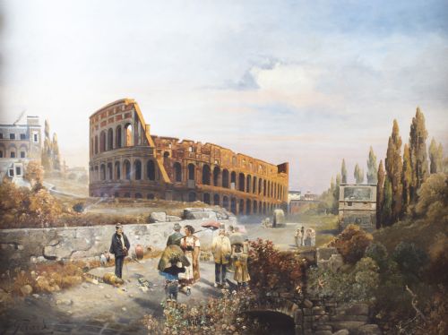 fig 1. Antique Oil Painting François Gérard 1770 - 1837 of The Colosseum Circa 1820