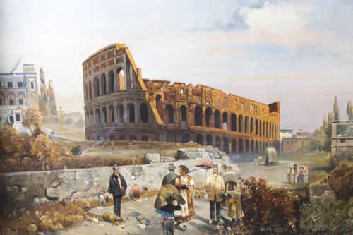 fig 2. Antique Oil Painting François Gérard 1770 - 1837 of The Colosseum Circa 1820