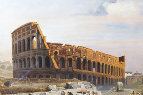 fig 5. Antique Oil Painting François Gérard 1770 - 1837 of The Colosseum Circa 1820