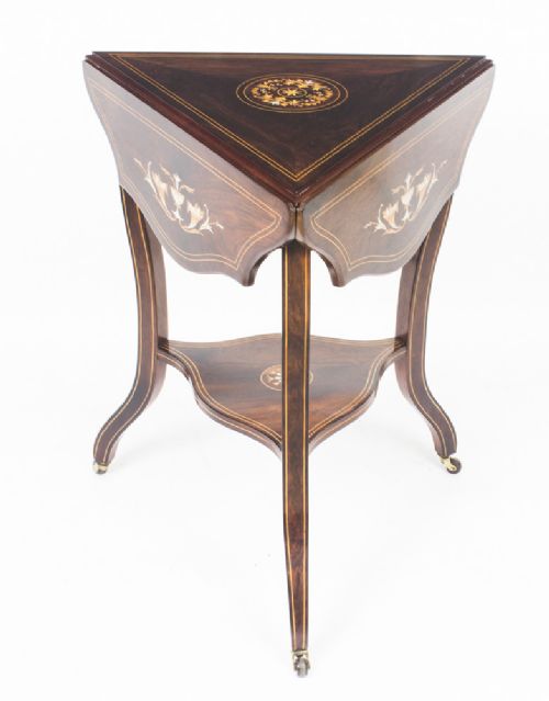 Antique Edwardian Triple Drop Flap Occasional Side Table C.1900
