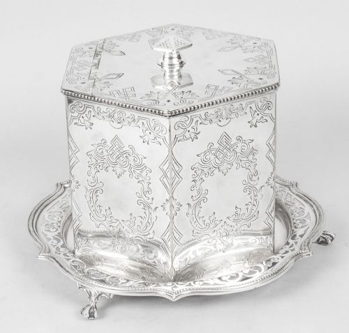 Antique Victorian Silver Plated Biscuit / Sweet Box 19th C
