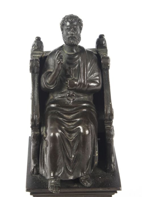 fig 2. Antique Italian Grand Tour Patinated Bronze Sculpture of St Peter 19th Century
