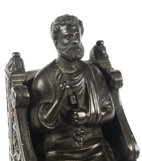 fig 3. Antique Italian Grand Tour Patinated Bronze Sculpture of St Peter 19th Century
