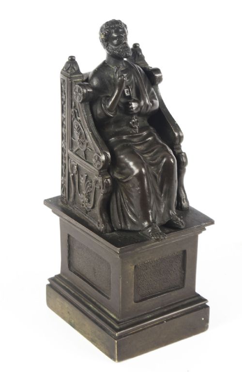 fig 7. Antique Italian Grand Tour Patinated Bronze Sculpture of St Peter 19th Century
