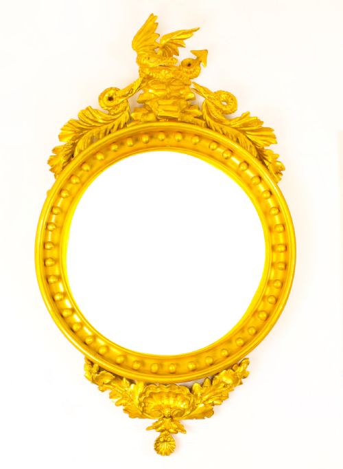 Antique English Regency Giltwood Convex Mirror C1820 19th Century
