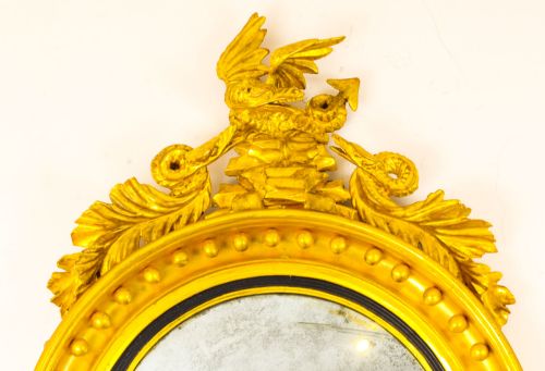fig 1. Antique English Regency Giltwood Convex Mirror C1820 19th Century