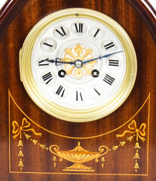 fig 2. Antique French Mahogany & Marquetry Mantle Clock Circa 1900