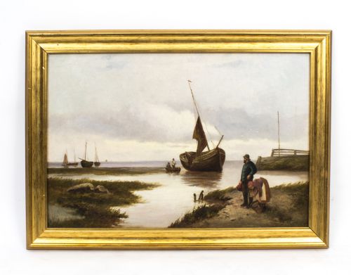 Antique Oil Painting Scotish Seascape John Henry Boel 1902
