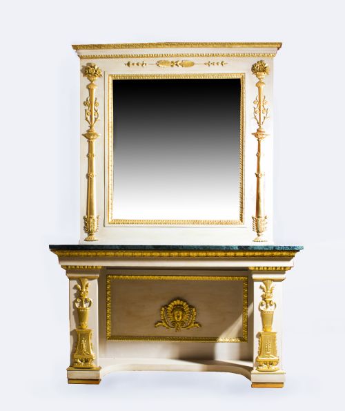 Antique Roman Console Table with Mirror & Marble Top 248 X 168 Cm
